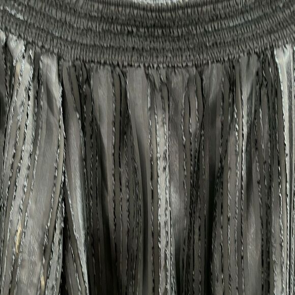 PARKER (NWT) Smocked Off-The-Shoulder Smocked Neck Navy Blouse, Striped, Size S - Picture 4 of 11